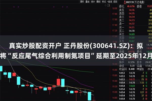 真实炒股配资开户 正丹股份(300641.SZ)：拟将“反应尾气综合利用制氮项目”延期至2025年12月